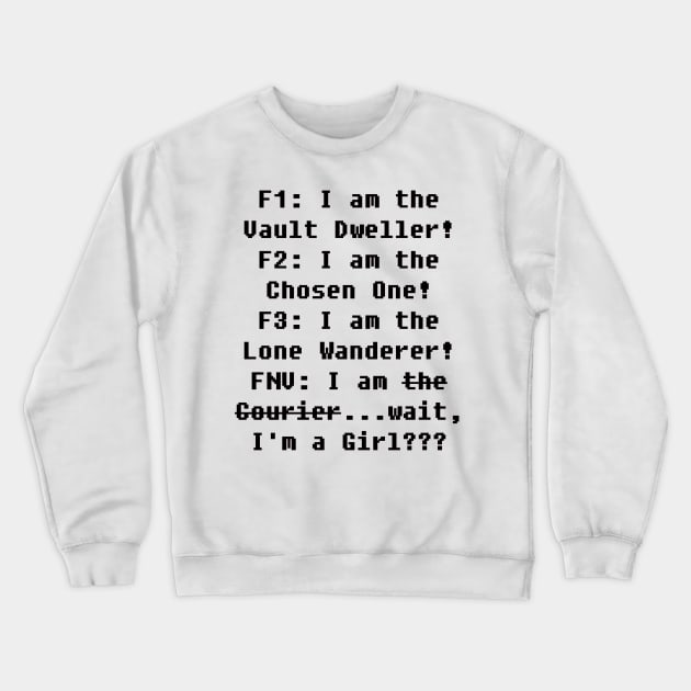 Fallout: Wait I'm What? Crewneck Sweatshirt by GoodTransGirl's Shop